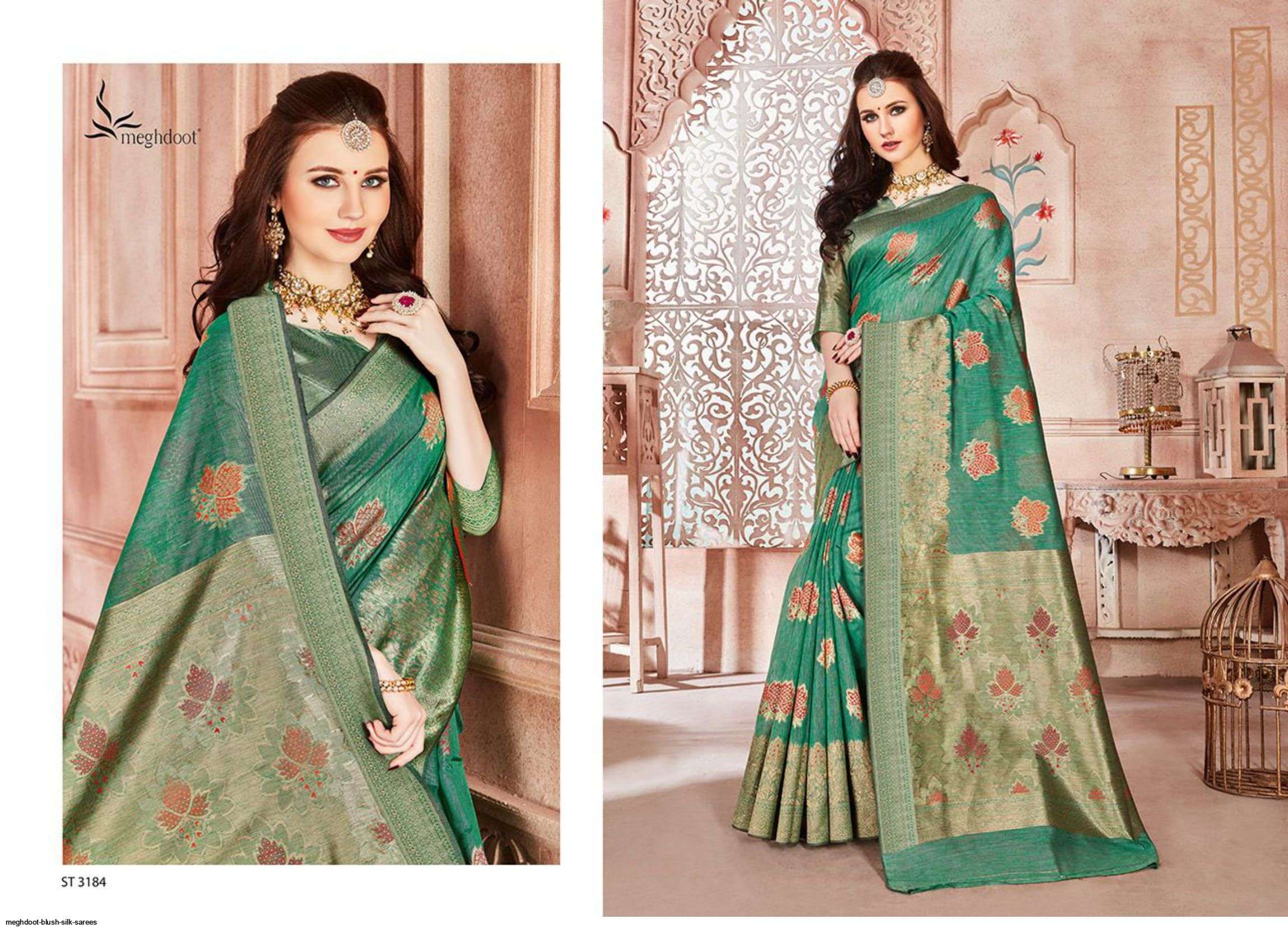 BLUSH BY MOGHDOOT INDIAN TRADITIONAL WEAR COLLECTION BEAUTIFUL STYLISH FANCY COLORFUL PARTY WEAR & OCCASIONAL WEAR JUTE SILK SAREES AT WHOLESALE PRICE