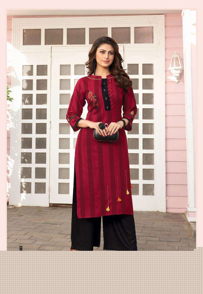 STRIPES VOL-2 BY IKW 001 TO 007 SERIES STYLISH FANCY BEAUTIFUL COLORFUL CASUAL WEAR & ETHNIC WEAR HEAVY RAYON KURTIS AT WHOLESALE PRICE