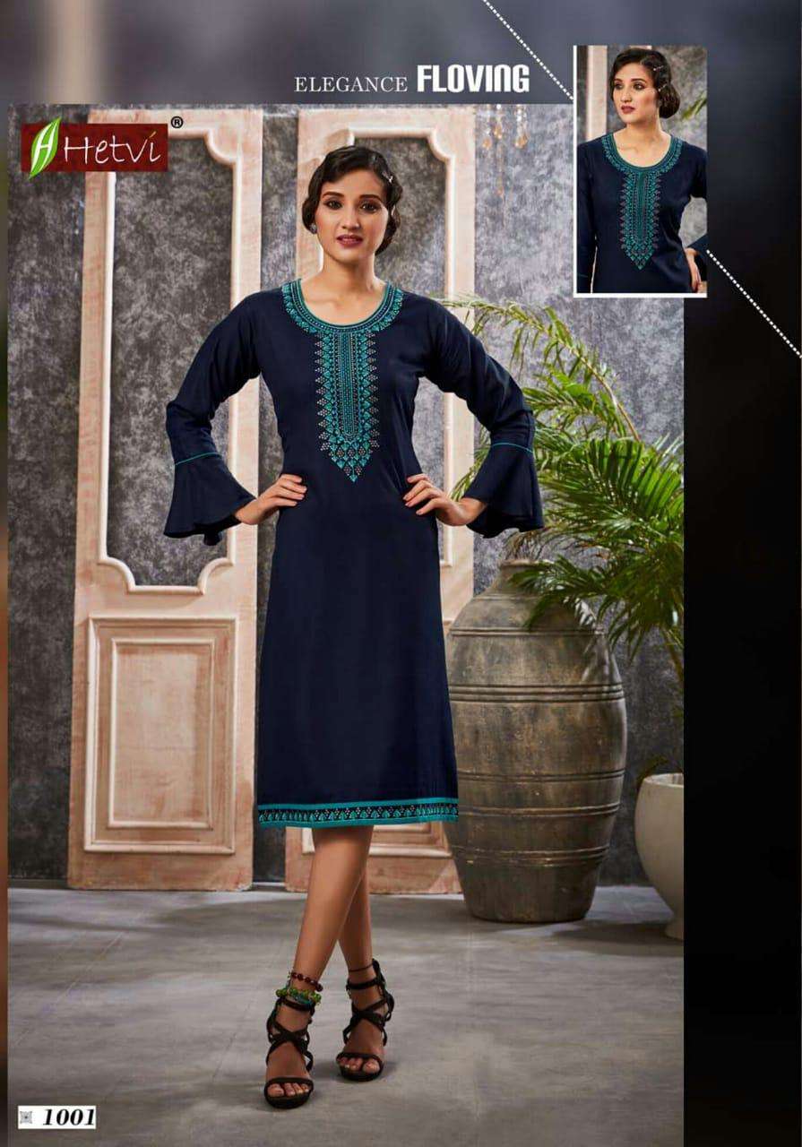 GLOSSY BY HETVI 1001 TO 1006 SERIES STYLISH FANCY BEAUTIFUL COLORFUL CASUAL WEAR & ETHNIC WEAR VISCOSE SLUB KURTIS AT WHOLESALE PRICE