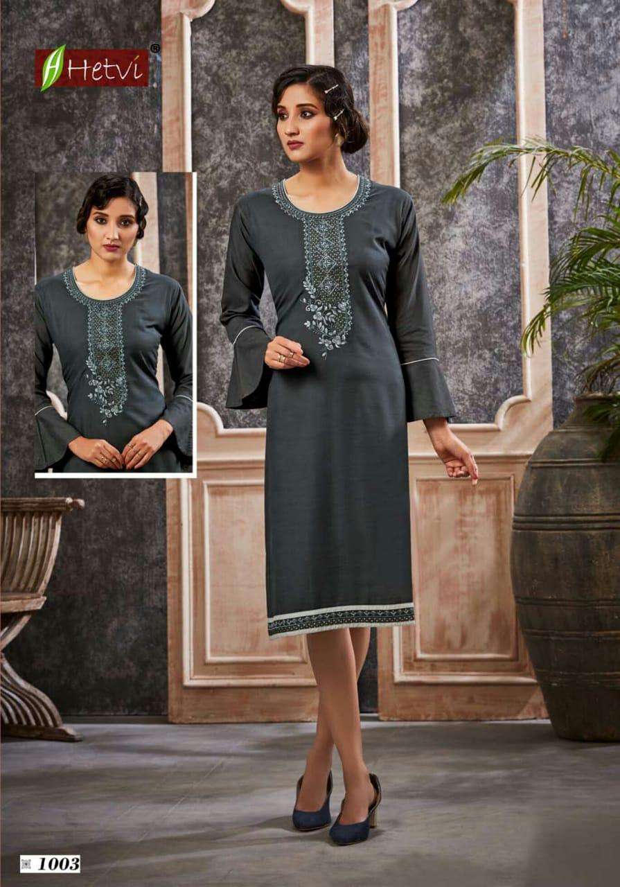 GLOSSY BY HETVI 1001 TO 1006 SERIES STYLISH FANCY BEAUTIFUL COLORFUL CASUAL WEAR & ETHNIC WEAR VISCOSE SLUB KURTIS AT WHOLESALE PRICE