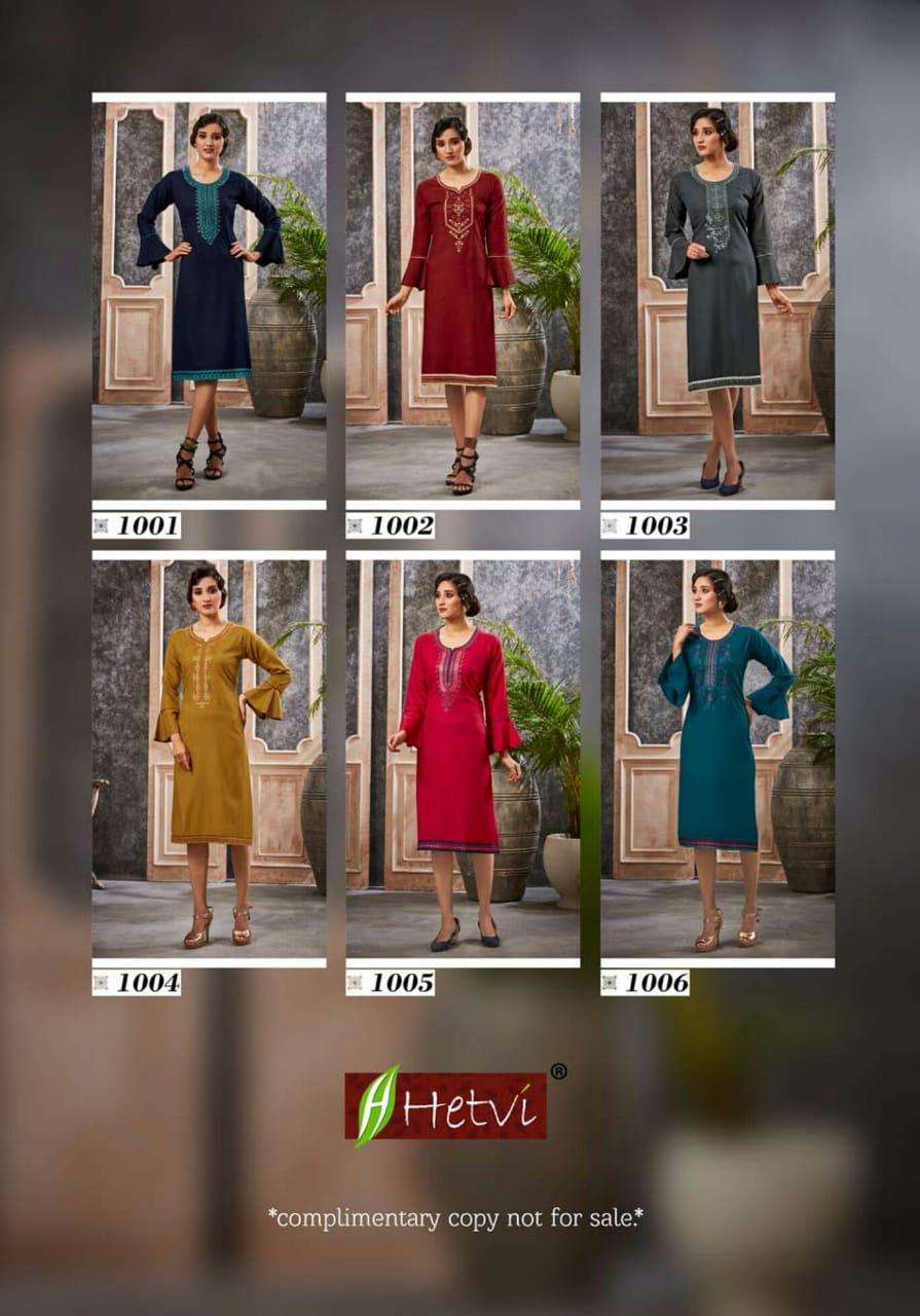GLOSSY BY HETVI 1001 TO 1006 SERIES STYLISH FANCY BEAUTIFUL COLORFUL CASUAL WEAR & ETHNIC WEAR VISCOSE SLUB KURTIS AT WHOLESALE PRICE