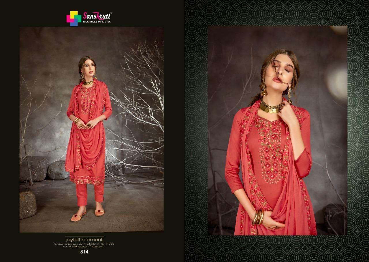 KISHAN VOL-5 BY SANSKRUTI SILK MILLS 813 TO 818 SERIES SUITS BEAUTIFUL FANCY COLORFUL STYLISH PARTY WEAR & OCCASIONAL WEAR JAM SILK EMBROIDERED DRESSES AT WHOLESALE PRICE