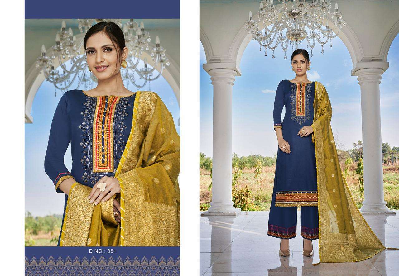KASTURI VOL-4 BY TRIPLE 351 TO 356 SERIES BEAUTIFUL STYLISH FANCY COLORFUL CASUAL WEAR & ETHNIC WEAR & READY TO WEAR JAM SILK DRESSES AT WHOLESALE PRICE