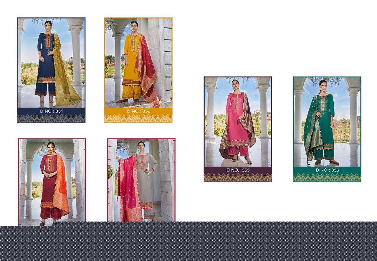 KASTURI VOL-4 BY TRIPLE 351 TO 356 SERIES BEAUTIFUL STYLISH FANCY COLORFUL CASUAL WEAR & ETHNIC WEAR & READY TO WEAR JAM SILK DRESSES AT WHOLESALE PRICE