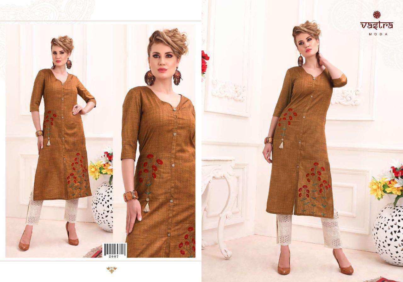 PEARL VOL-1 BY VASTRA MODA 2001 TO 2008 SERIES BEAUTIFUL STYLISH FANCY COLORFUL CASUAL WEAR & ETHNIC WEAR & READY TO WEAR COTTON BLENDED EMBROIDERED KURTIS AT WHOLESALE PRICE