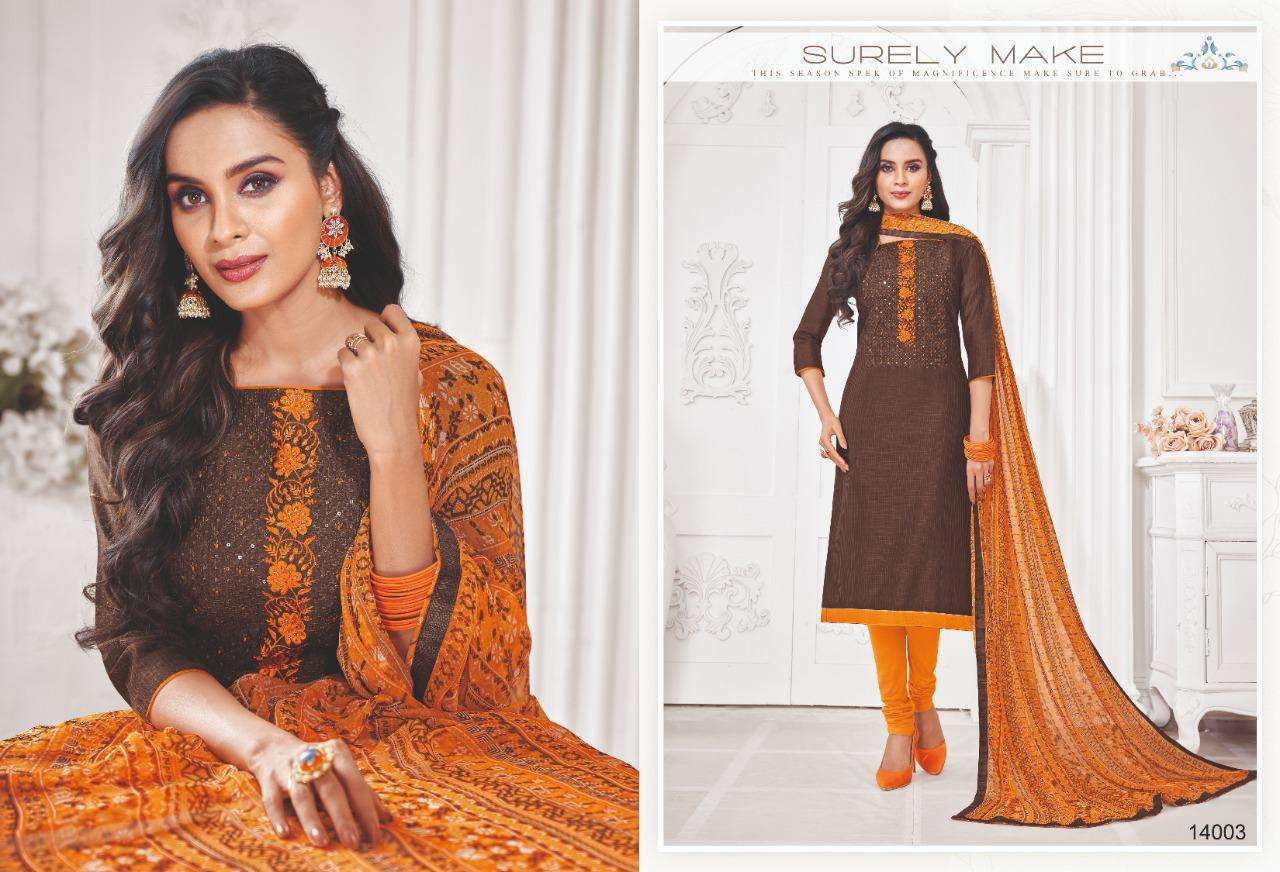 AUTOGRAPH VOL-14 BY SHAGUN LIFESTYLE 14001 TO 14012 SERIES BEAUTIFUL SUITS STYLISH FANCY COLORFUL CASUAL WEAR & ETHNIC WEAR SLUB LININGS WITH EMBROIDERED DRESSES AT WHOLESALE PRICE