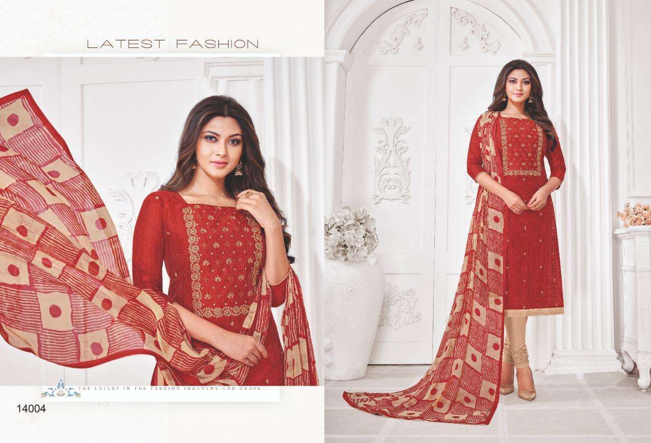 AUTOGRAPH VOL-14 BY SHAGUN LIFESTYLE 14001 TO 14012 SERIES BEAUTIFUL SUITS STYLISH FANCY COLORFUL CASUAL WEAR & ETHNIC WEAR SLUB LININGS WITH EMBROIDERED DRESSES AT WHOLESALE PRICE