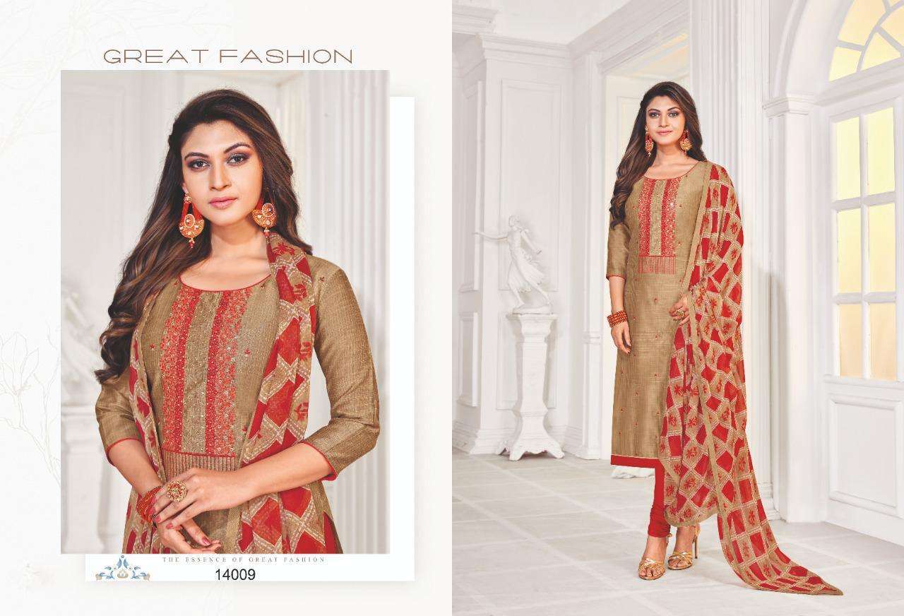 AUTOGRAPH VOL-14 BY SHAGUN LIFESTYLE 14001 TO 14012 SERIES BEAUTIFUL SUITS STYLISH FANCY COLORFUL CASUAL WEAR & ETHNIC WEAR SLUB LININGS WITH EMBROIDERED DRESSES AT WHOLESALE PRICE
