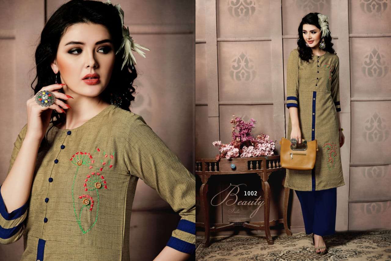 BLING BY ENVY9 1001 TO 1006 SERIES BEAUTIFUL STYLISH FANCY COLORFUL CASUAL WEAR & ETHNIC WEAR & READY TO WEAR KHADI LINEN PRINTED KURTIS AT WHOLESALE PRICE