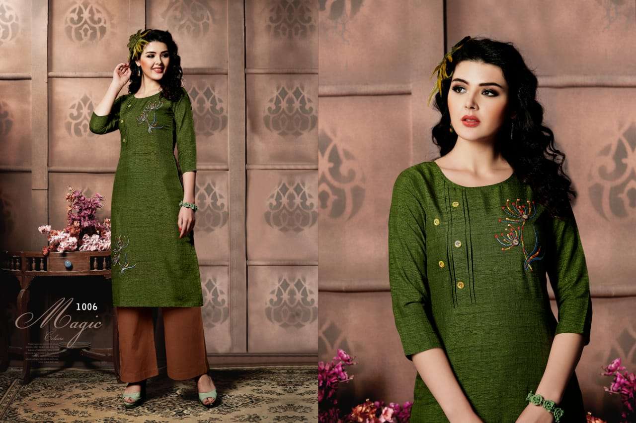 BLING BY ENVY9 1001 TO 1006 SERIES BEAUTIFUL STYLISH FANCY COLORFUL CASUAL WEAR & ETHNIC WEAR & READY TO WEAR KHADI LINEN PRINTED KURTIS AT WHOLESALE PRICE