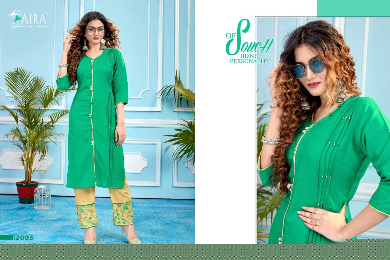 LIVAS VOL-2 BY SAIRA FASHION 2001 TO 2006 SERIES BEAUTIFUL STYLISH FANCY COLORFUL CASUAL WEAR & ETHNIC WEAR & READY TO WEAR SLUB COTTON WITH BOTTOM EMBROIDERED KURTIS AT WHOLESALE PRICE