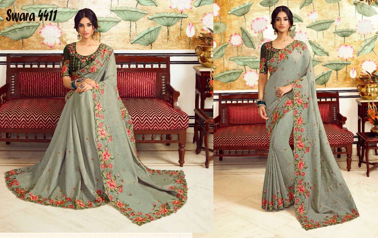 SWARA VOl-5 BY VRITIKA 4411 TO 4416 SERIES INDIAN TRADITIONAL WEAR COLLECTION BEAUTIFUL STYLISH FANCY COLORFUL PARTY WEAR & OCCASIONAL WEAR FANCY SAREES AT WHOLESALE PRICE