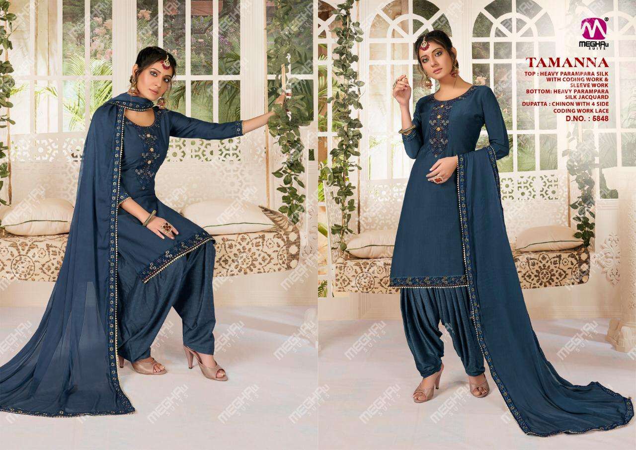 TAMANA BY MEGHALI 5847 TO 5852 SERIES BEAUTIFUL SUITS STYLISH FANCY COLORFUL CASUAL WEAR & ETHNIC WEAR HEAVY PRAMPARA SILK WITH EMBROIDERY DRESSES AT WHOLESALE PRICE