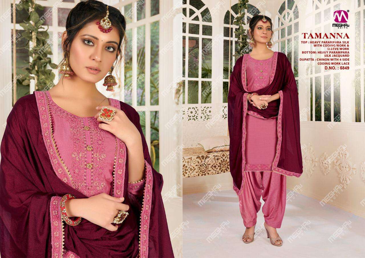 TAMANA BY MEGHALI 5847 TO 5852 SERIES BEAUTIFUL SUITS STYLISH FANCY COLORFUL CASUAL WEAR & ETHNIC WEAR HEAVY PRAMPARA SILK WITH EMBROIDERY DRESSES AT WHOLESALE PRICE