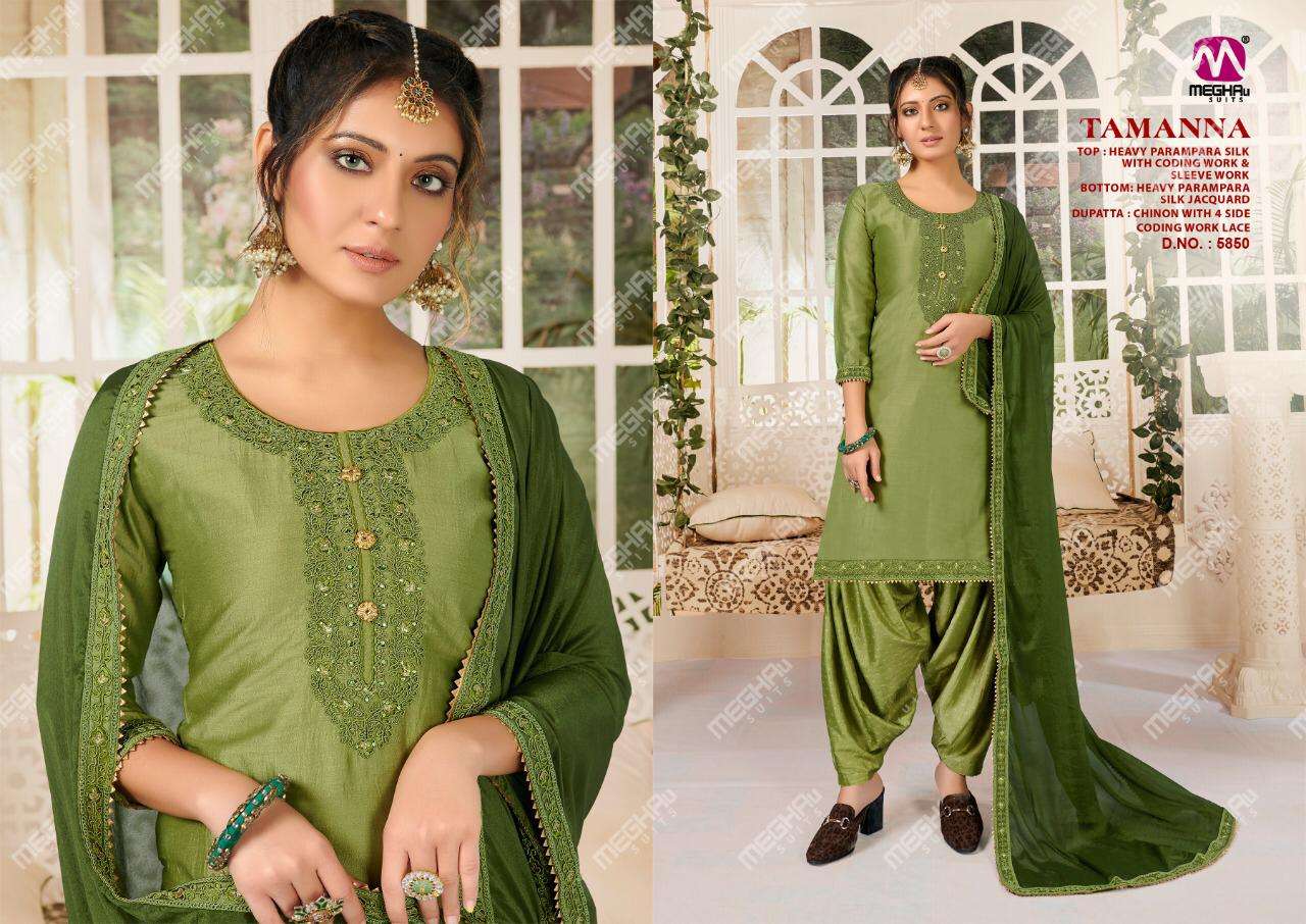 TAMANA BY MEGHALI 5847 TO 5852 SERIES BEAUTIFUL SUITS STYLISH FANCY COLORFUL CASUAL WEAR & ETHNIC WEAR HEAVY PRAMPARA SILK WITH EMBROIDERY DRESSES AT WHOLESALE PRICE