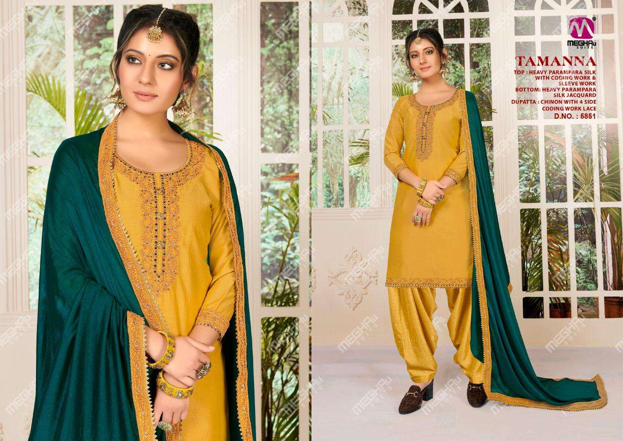 TAMANA BY MEGHALI 5847 TO 5852 SERIES BEAUTIFUL SUITS STYLISH FANCY COLORFUL CASUAL WEAR & ETHNIC WEAR HEAVY PRAMPARA SILK WITH EMBROIDERY DRESSES AT WHOLESALE PRICE