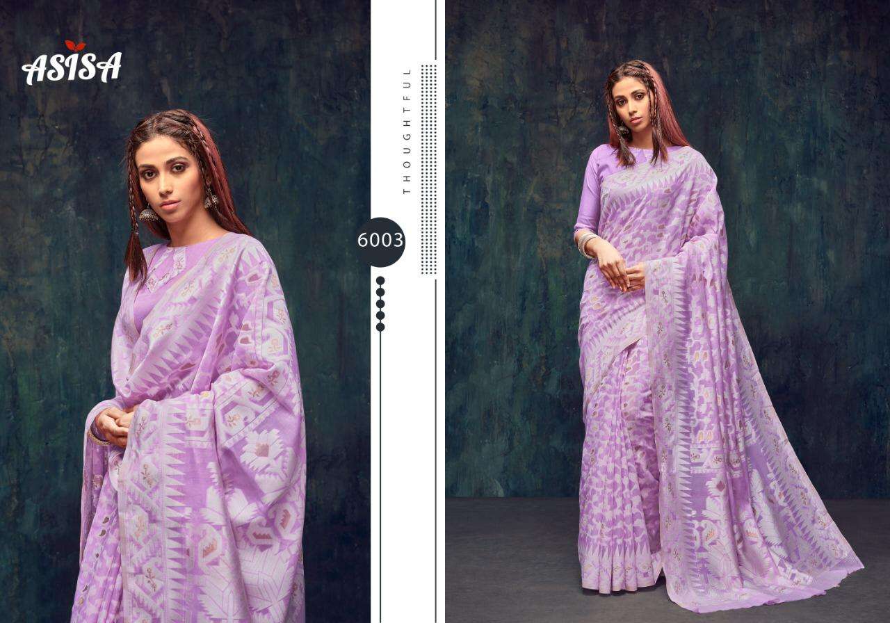 NAYANTARA BY ASISA 6001 TO 6006 SERIES INDIAN TRADITIONAL WEAR COLLECTION BEAUTIFUL STYLISH FANCY COLORFUL PARTY WEAR & OCCASIONAL WEAR COTTON SILK SAREES AT WHOLESALE PRICE