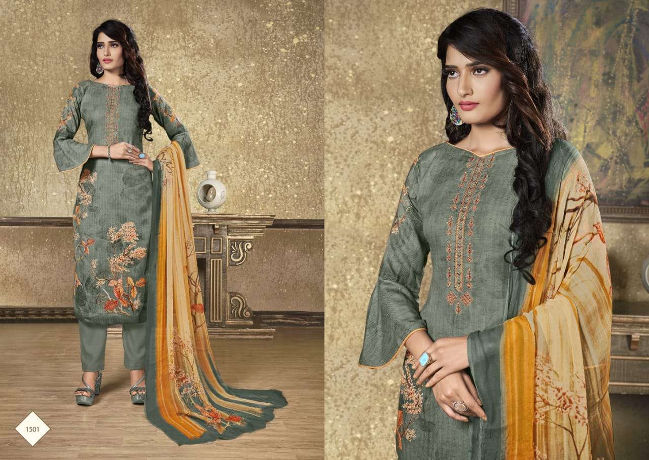 MAHER BY RUHAAB 1500 TO 1509 SERIES DESIGNER SUITS COLLECTION BEAUTIFUL STYLISH FANCY COLORFUL PARTY WEAR & OCCASIONAL WEAR PASHMINA PRINTED WITH EMBROIDERED DRESSES AT WHOLESALE PRICE