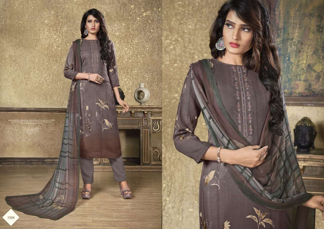 MAHER BY RUHAAB 1500 TO 1509 SERIES DESIGNER SUITS COLLECTION BEAUTIFUL STYLISH FANCY COLORFUL PARTY WEAR & OCCASIONAL WEAR PASHMINA PRINTED WITH EMBROIDERED DRESSES AT WHOLESALE PRICE