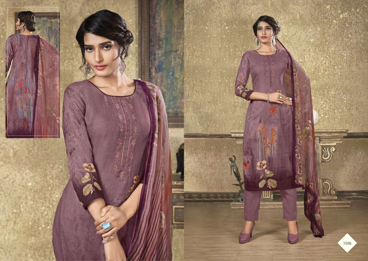 MAHER BY RUHAAB 1500 TO 1509 SERIES DESIGNER SUITS COLLECTION BEAUTIFUL STYLISH FANCY COLORFUL PARTY WEAR & OCCASIONAL WEAR PASHMINA PRINTED WITH EMBROIDERED DRESSES AT WHOLESALE PRICE