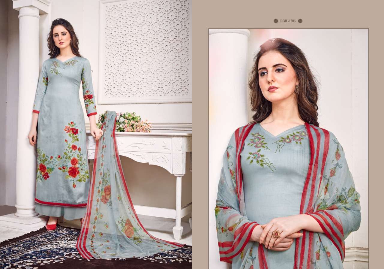 ZUBA BY RUHAAB 1200 TO 1209 SERIES DESIGNER SHARARA SUITS COLLECTION BEAUTIFUL STYLISH FANCY COLORFUL PARTY WEAR & OCCASIONAL WEAR JAM SILK EMBROIDERED DRESSES AT WHOLESALE PRICE