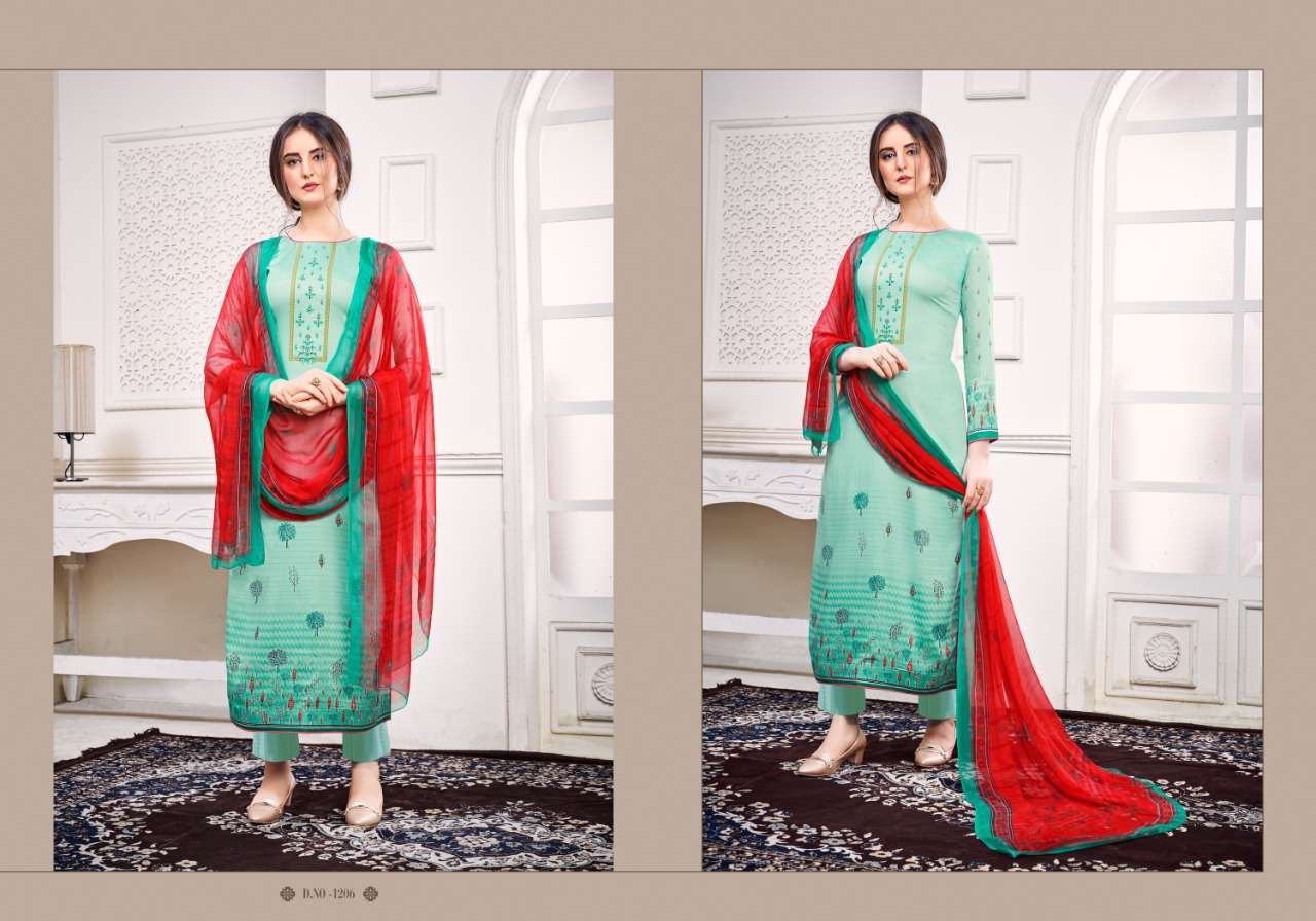 ZUBA BY RUHAAB 1200 TO 1209 SERIES DESIGNER SHARARA SUITS COLLECTION BEAUTIFUL STYLISH FANCY COLORFUL PARTY WEAR & OCCASIONAL WEAR JAM SILK EMBROIDERED DRESSES AT WHOLESALE PRICE