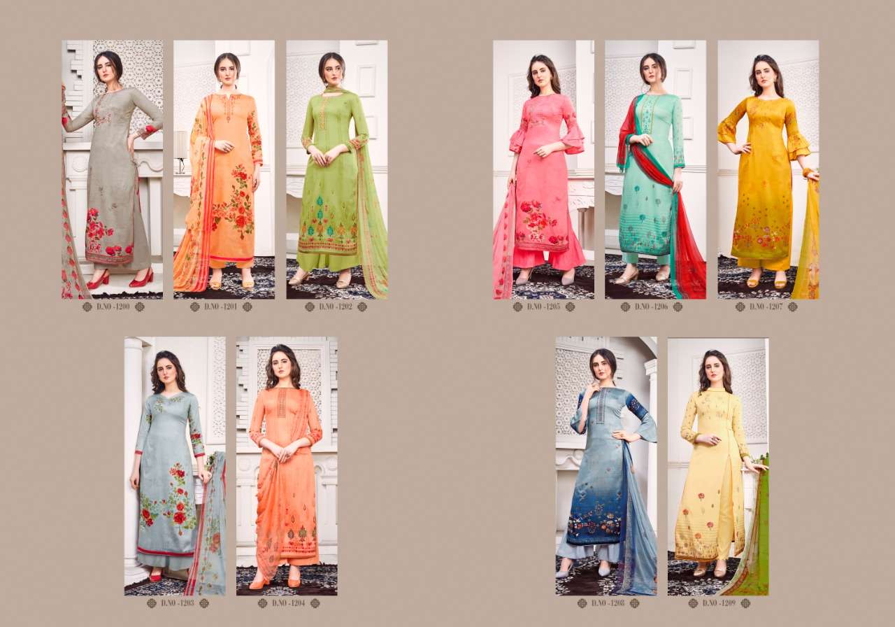 ZUBA BY RUHAAB 1200 TO 1209 SERIES DESIGNER SHARARA SUITS COLLECTION BEAUTIFUL STYLISH FANCY COLORFUL PARTY WEAR & OCCASIONAL WEAR JAM SILK EMBROIDERED DRESSES AT WHOLESALE PRICE