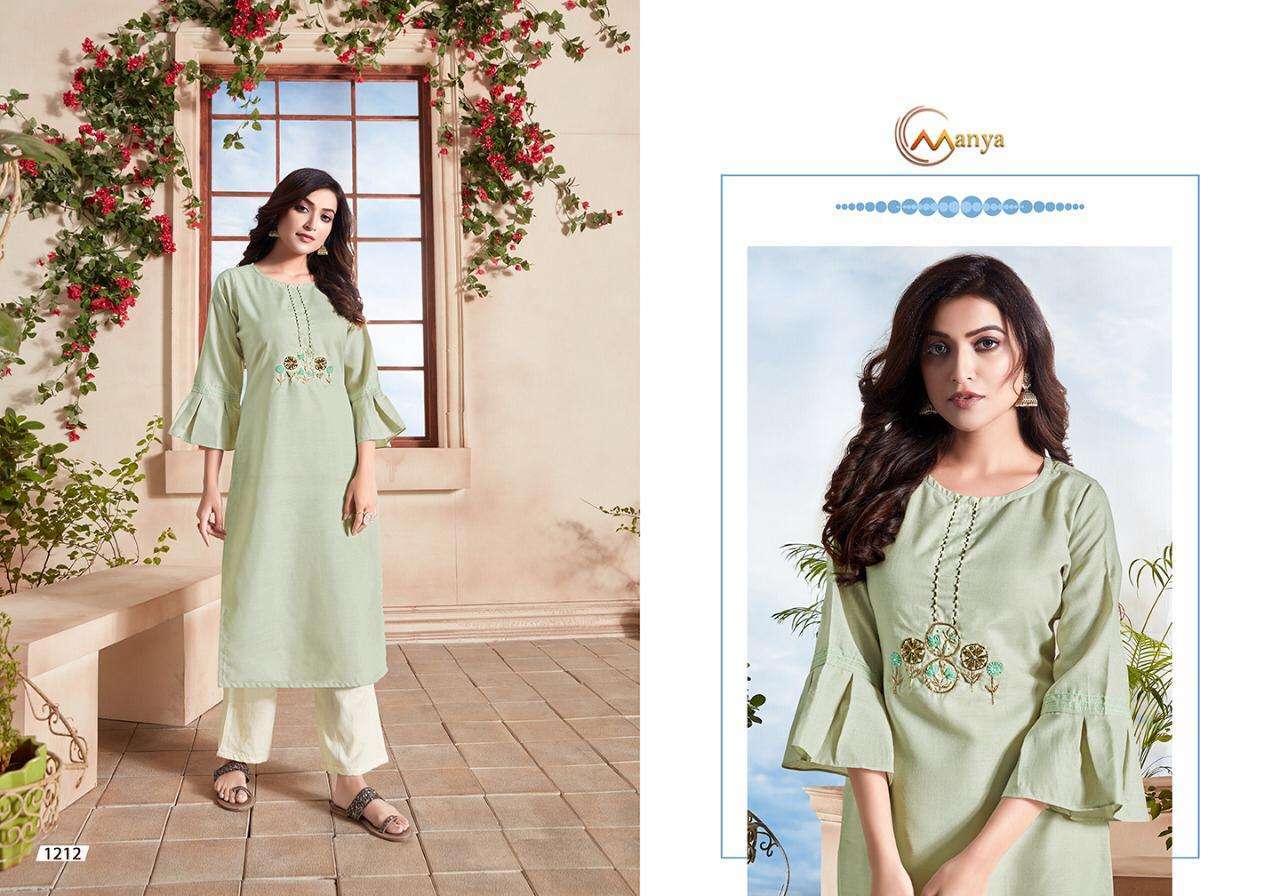 CLASSIC BY MANYA DESIGNER 1210 TO 1215 SERIES BEAUTIFUL STYLISH FANCY COLORFUL CASUAL WEAR & ETHNIC WEAR & READY TO WEAR COTTON EMBROIDERY KURTIS AT WHOLESALE PRICE