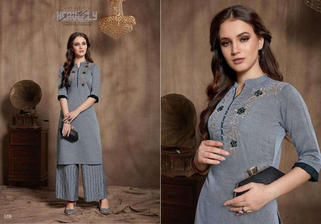 ELITE BY AMAAYA GARMENTS 32001 TO 32005 SERIES DESIGNER BEAUTIFUL COLORFUL STYLISH FANCY CASUAL WEAR & ETHNIC WEAR & READY TO WEAR VISCOSE SILK KURTIS WITH BOTTOM AT WHOLESALE PRICE