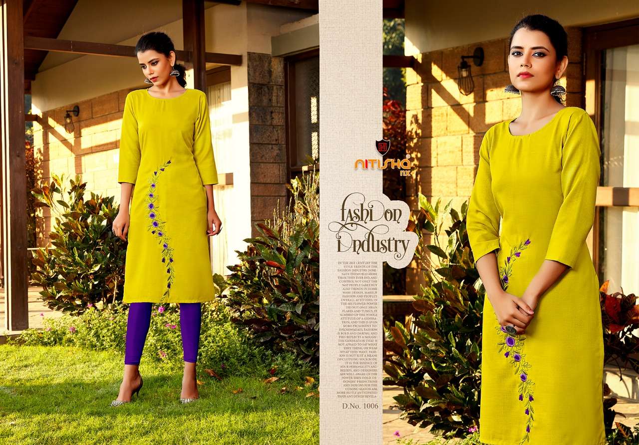 MUL MUL BY NITISHA NX 1001 TO 1012 SERIES STYLISH FANCY BEAUTIFUL COLORFUL CASUAL WEAR & ETHNIC WEAR HEAVY SOFT COTTON SLUB KURTIS AT WHOLESALE PRICE