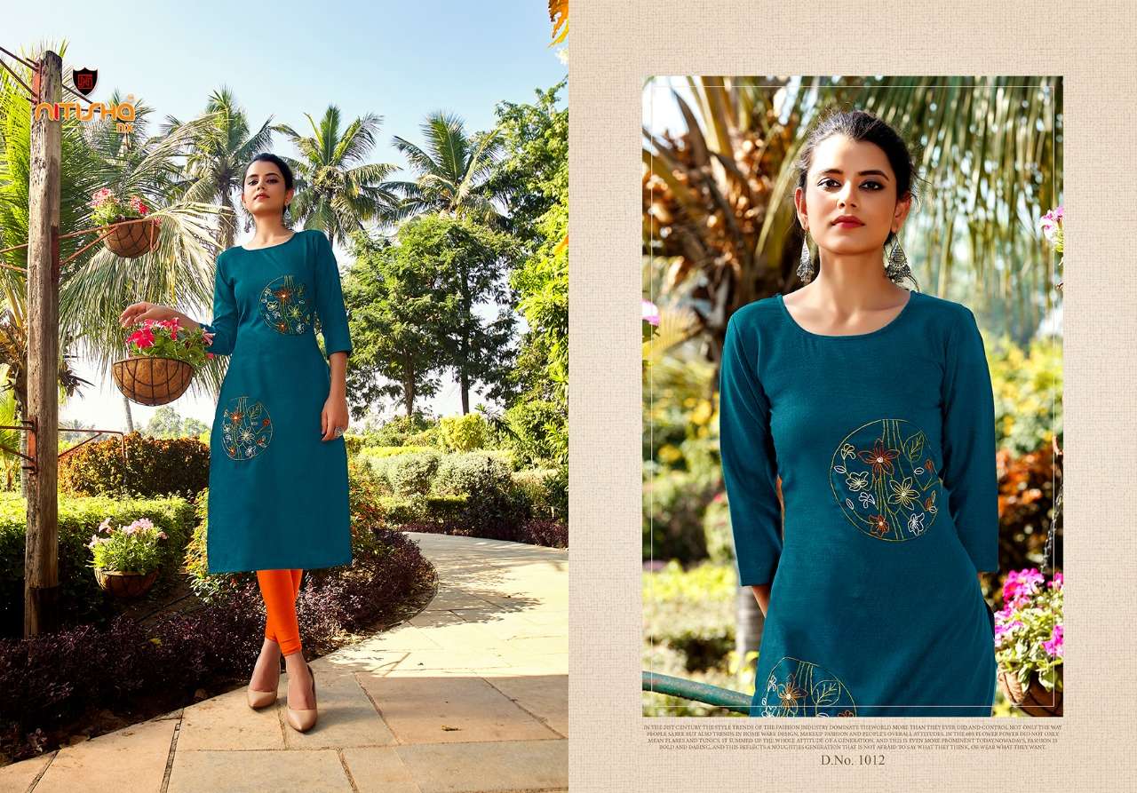 MUL MUL BY NITISHA NX 1001 TO 1012 SERIES STYLISH FANCY BEAUTIFUL COLORFUL CASUAL WEAR & ETHNIC WEAR HEAVY SOFT COTTON SLUB KURTIS AT WHOLESALE PRICE