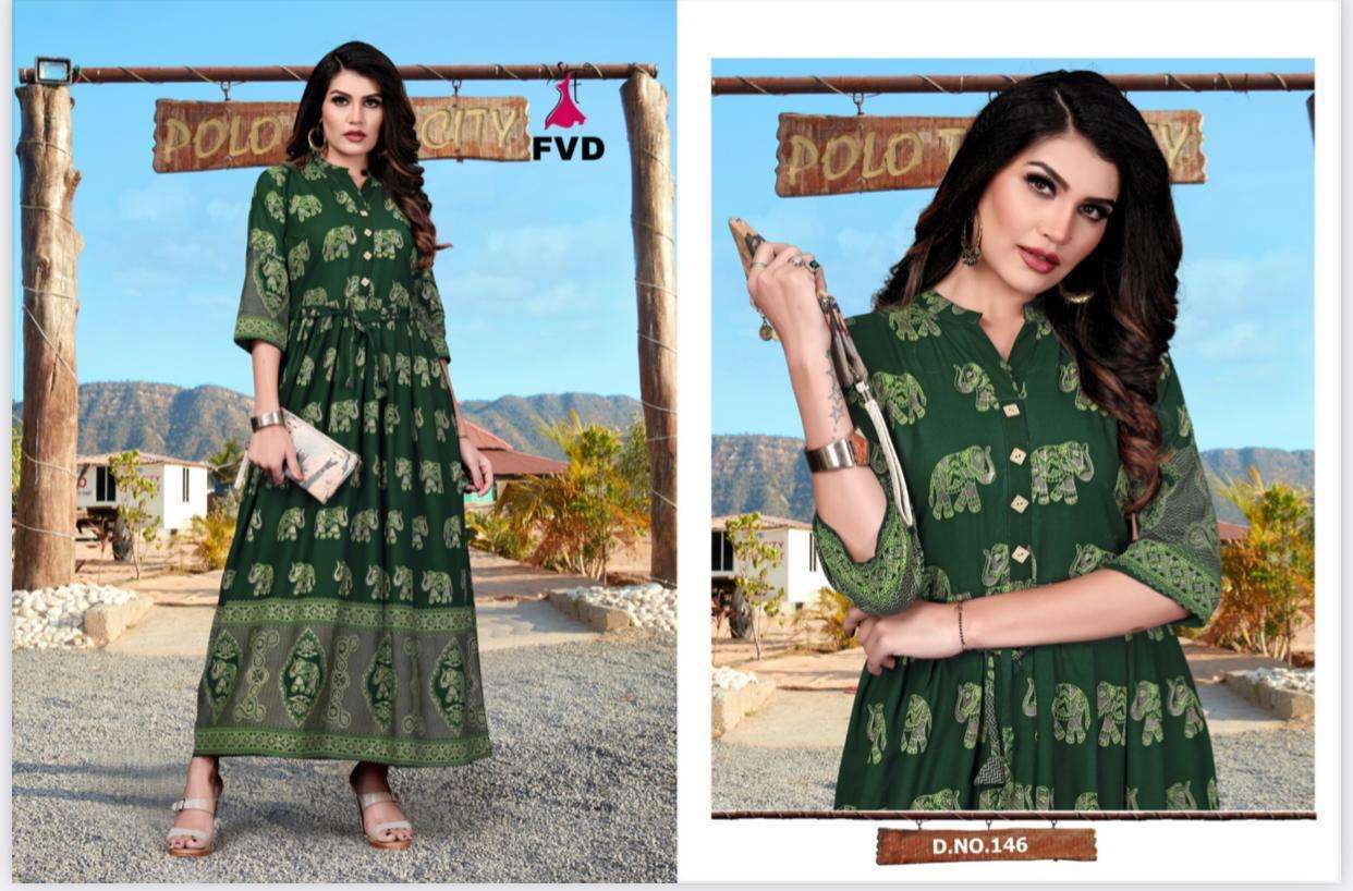 RANG VOL-3 BY FVD 145 TO 154 BEAUTIFUL STYLISH FANCY COLORFUL CASUAL WEAR & ETHNIC WEAR & READY TO WEAR RAYON PRINTED GOWNS AT WHOLESALE PRICE