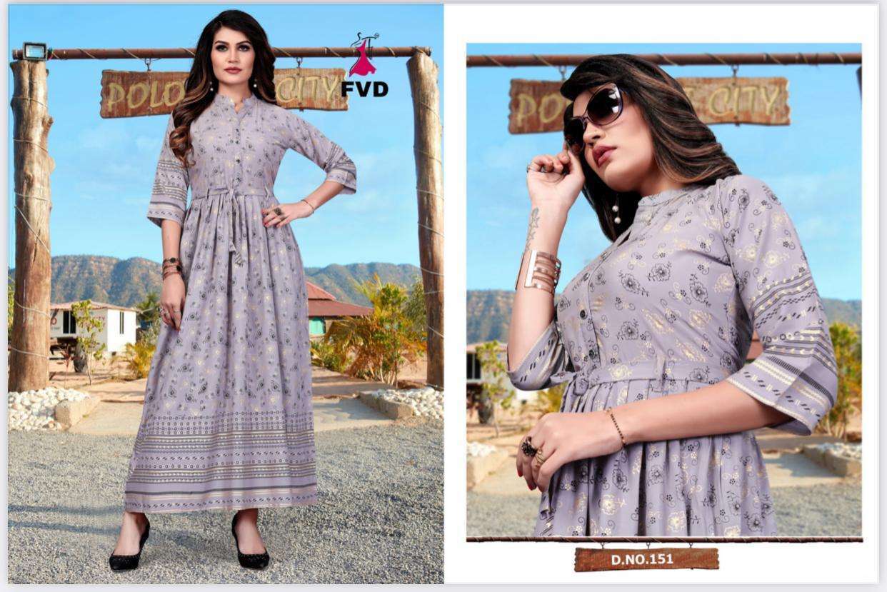 RANG VOL-3 BY FVD 145 TO 154 BEAUTIFUL STYLISH FANCY COLORFUL CASUAL WEAR & ETHNIC WEAR & READY TO WEAR RAYON PRINTED GOWNS AT WHOLESALE PRICE