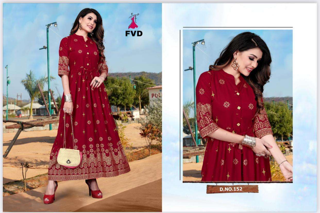 RANG VOL-3 BY FVD 145 TO 154 BEAUTIFUL STYLISH FANCY COLORFUL CASUAL WEAR & ETHNIC WEAR & READY TO WEAR RAYON PRINTED GOWNS AT WHOLESALE PRICE
