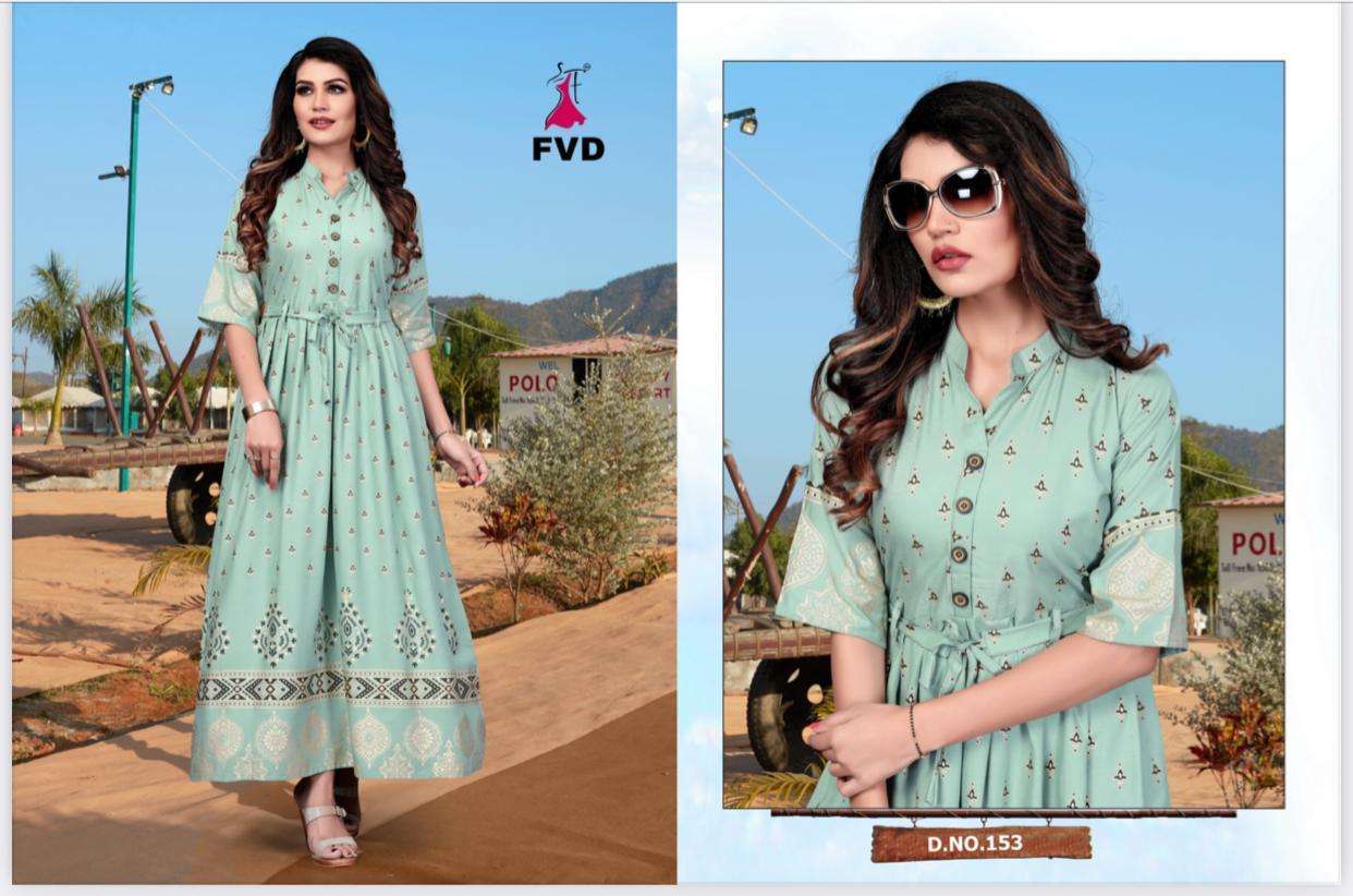 RANG VOL-3 BY FVD 145 TO 154 BEAUTIFUL STYLISH FANCY COLORFUL CASUAL WEAR & ETHNIC WEAR & READY TO WEAR RAYON PRINTED GOWNS AT WHOLESALE PRICE
