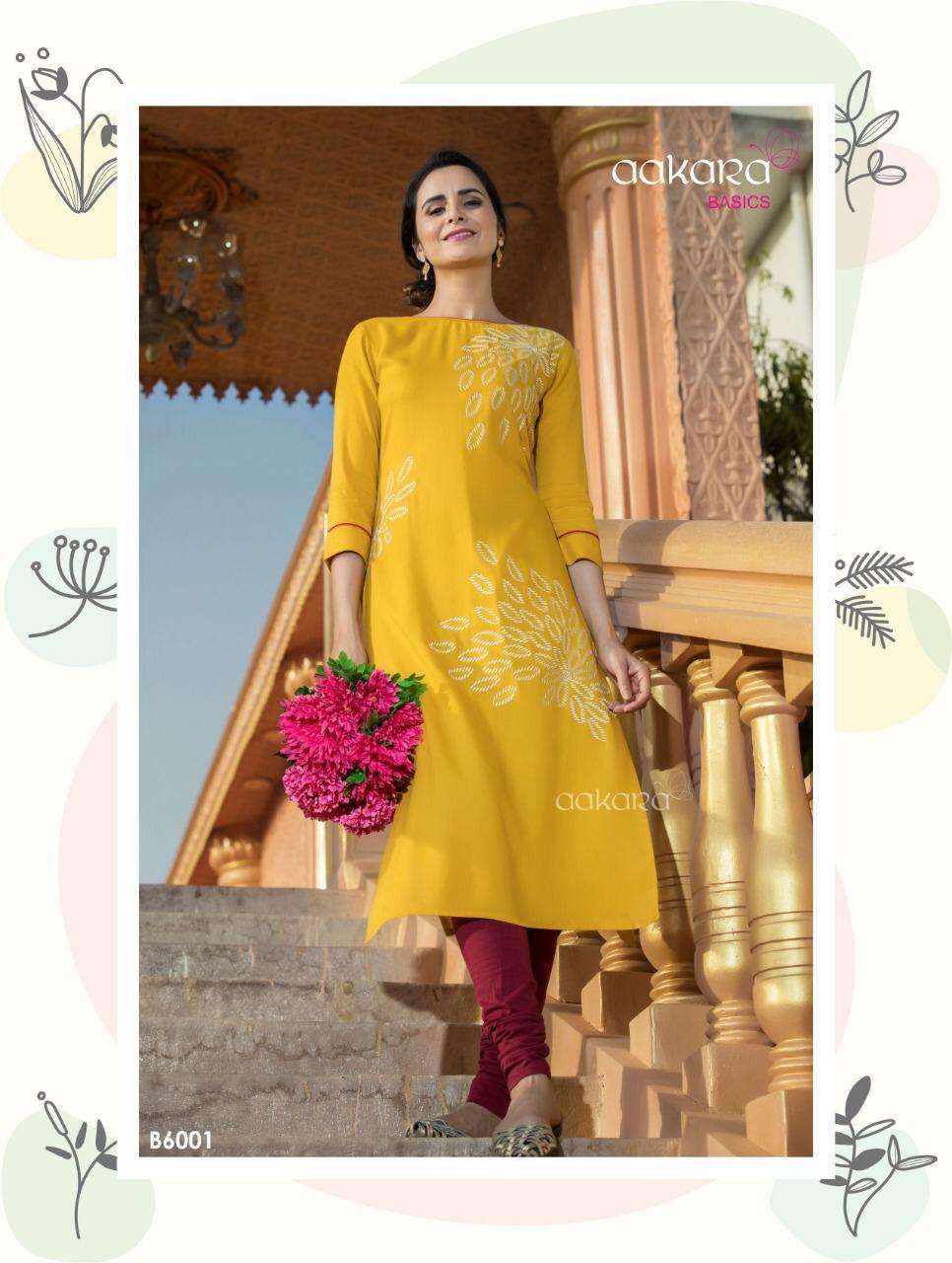 BASICS VOL-6 BY AAKARA 6001 TO 6008 SERIES DESIGNER BEAUTIFUL STYLISH COLORFUL FANCY CASUAL WEAR & ETHNIC WEAR RAYON SLUB KURTIS AT WHOLESALE PRICE
