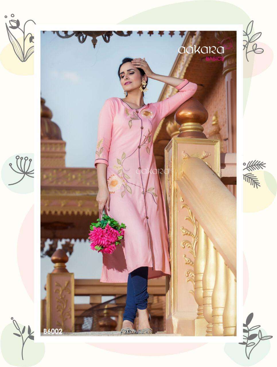 BASICS VOL-6 BY AAKARA 6001 TO 6008 SERIES DESIGNER BEAUTIFUL STYLISH COLORFUL FANCY CASUAL WEAR & ETHNIC WEAR RAYON SLUB KURTIS AT WHOLESALE PRICE