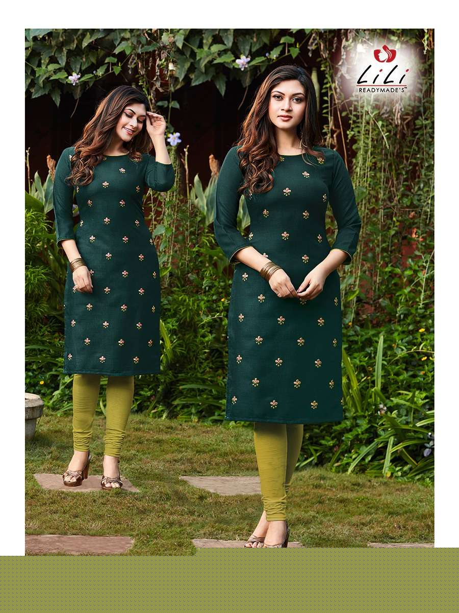AYESHA BY LILI 2001 TO 2010 SERIES BEAUTIFUL STYLISH FANCY COLORFUL CASUAL WEAR & ETHNIC WEAR & READY TO WEAR RUBY SLUB COTTON EMBROIDERED KURTIS AT WHOLESALE PRICE