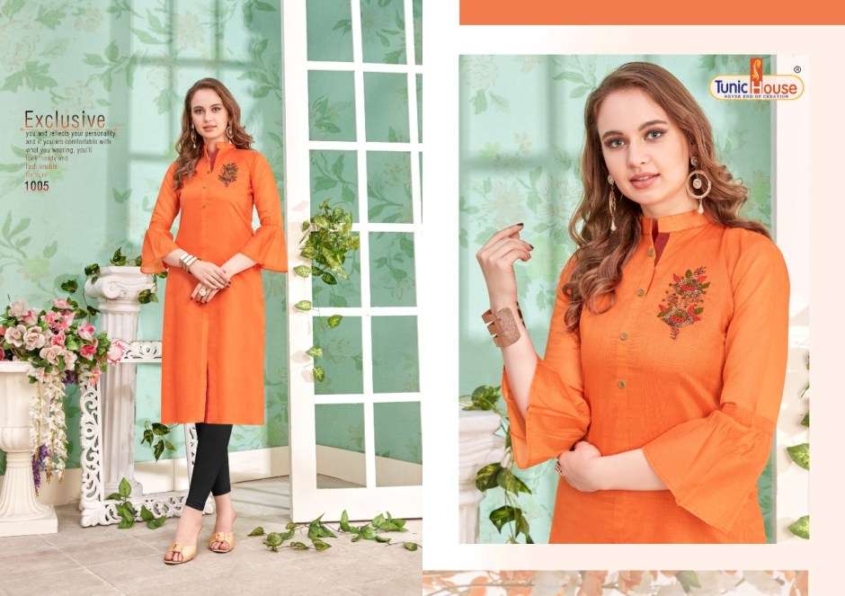 NAZAKAT BY TUNIC HOUSE 1001 TO 1008 SERIES DESIGNER BEAUTIFUL STYLISH FANCY COLORFUL PARTY WEAR & OCCASIONAL WEAR SILK PRINTED KURTIS AT WHOLESALE PRICE