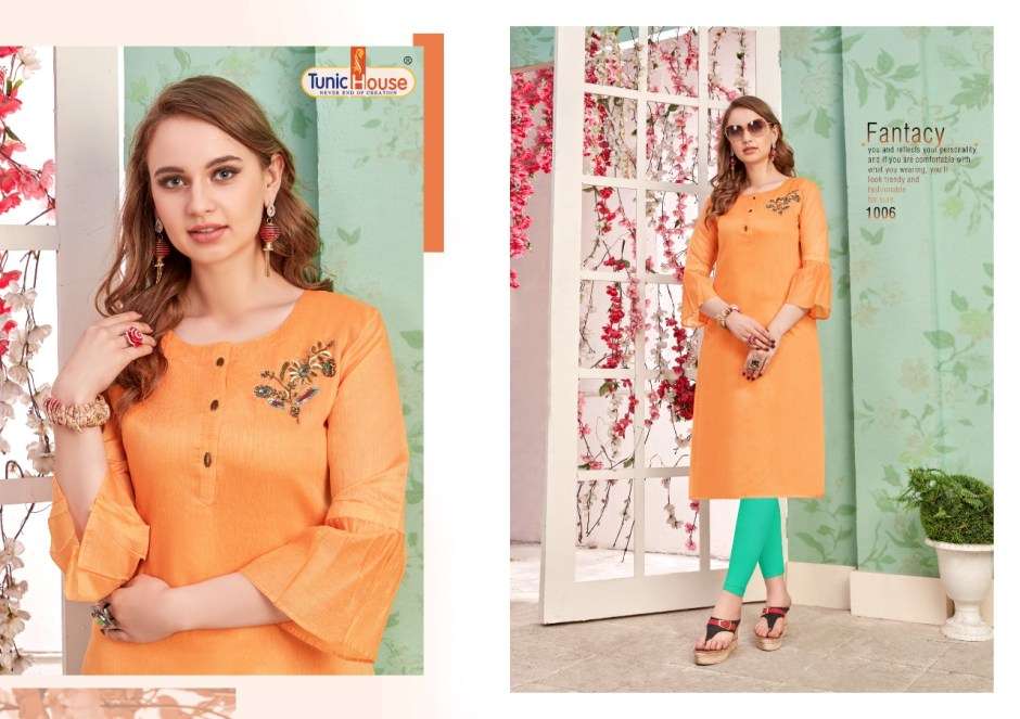 NAZAKAT BY TUNIC HOUSE 1001 TO 1008 SERIES DESIGNER BEAUTIFUL STYLISH FANCY COLORFUL PARTY WEAR & OCCASIONAL WEAR SILK PRINTED KURTIS AT WHOLESALE PRICE