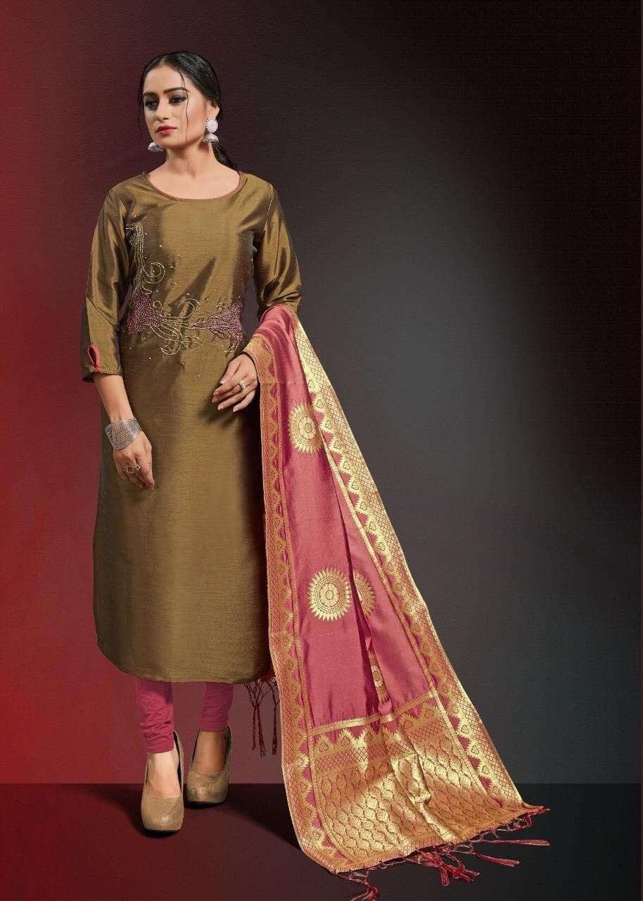 OCCASION VOL-3 BY ALISHKA FASHION 3001 TO 3006 SERIES DESIGNER BEAUTIFUL STYLISH FANCY COLORFUL PARTY WEAR & OCCASIONAL WEAR SILK PRINTED KURTIS WITH DUPATTA AT WHOLESALE PRICE