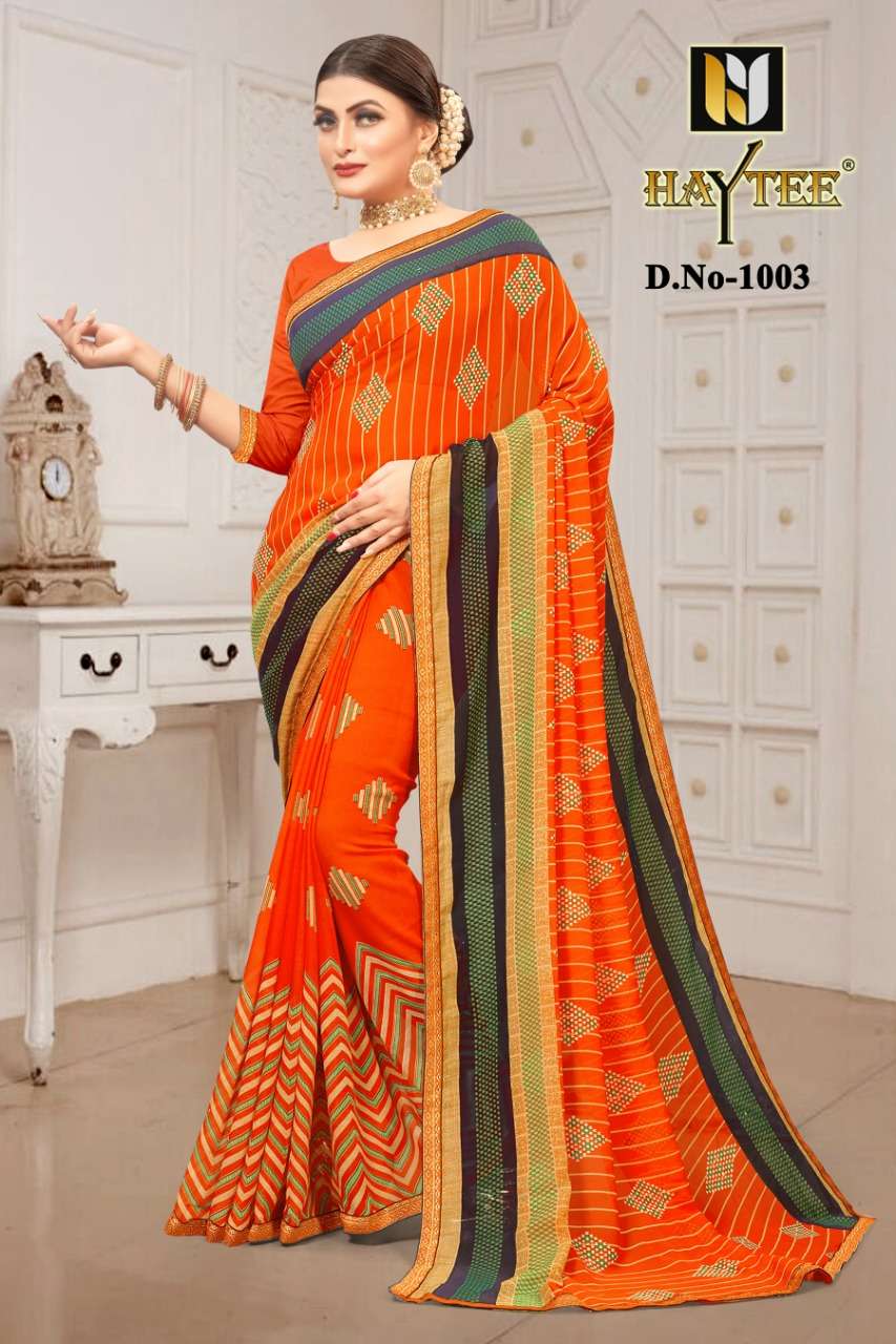 G MAIL VOL-85 BY HAYTEE INDIAN TRADITIONAL WEAR COLLECTION BEAUTIFUL STYLISH FANCY COLORFUL PARTY WEAR & OCCASIONAL WEAR DANI PRINTED SAREES AT WHOLESALE PRICE