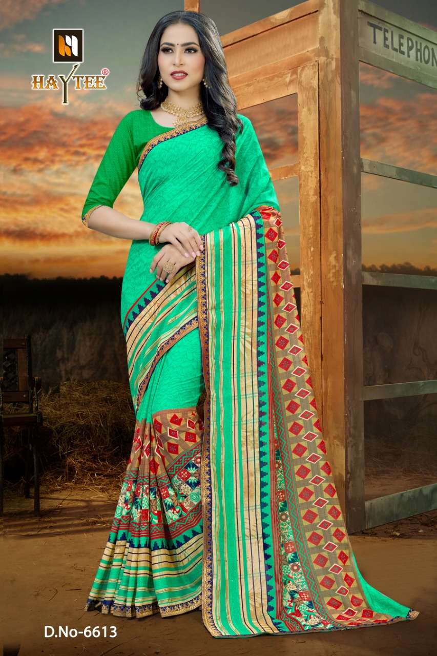 FUZZY VOL-20 BY HAYTEE 6609 TO 6616 SERIES INDIAN TRADITIONAL WEAR COLLECTION BEAUTIFUL STYLISH FANCY COLORFUL PARTY WEAR & OCCASIONAL WEAR RENIAL PRINT SAREES AT WHOLESALE PRICE