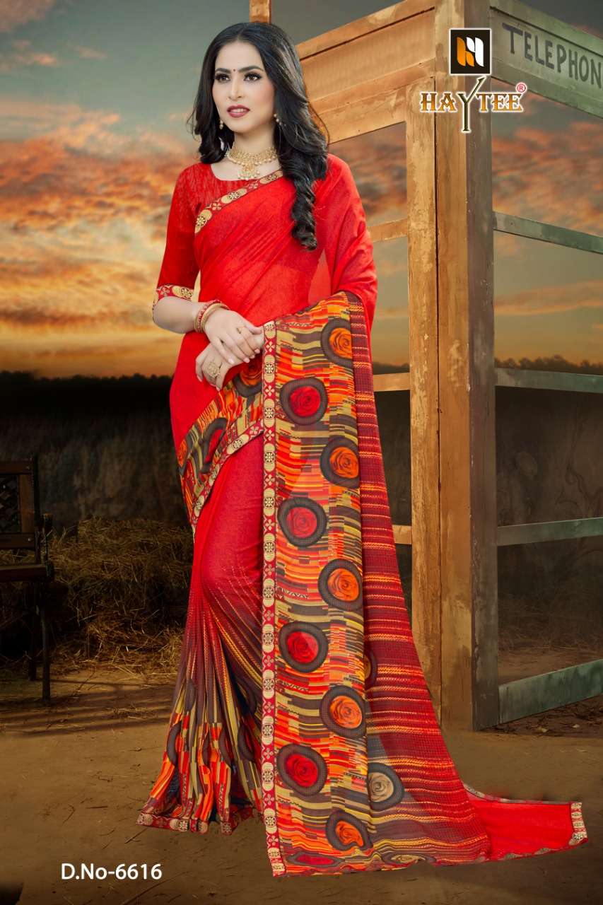 FUZZY VOL-20 BY HAYTEE 6609 TO 6616 SERIES INDIAN TRADITIONAL WEAR COLLECTION BEAUTIFUL STYLISH FANCY COLORFUL PARTY WEAR & OCCASIONAL WEAR RENIAL PRINT SAREES AT WHOLESALE PRICE