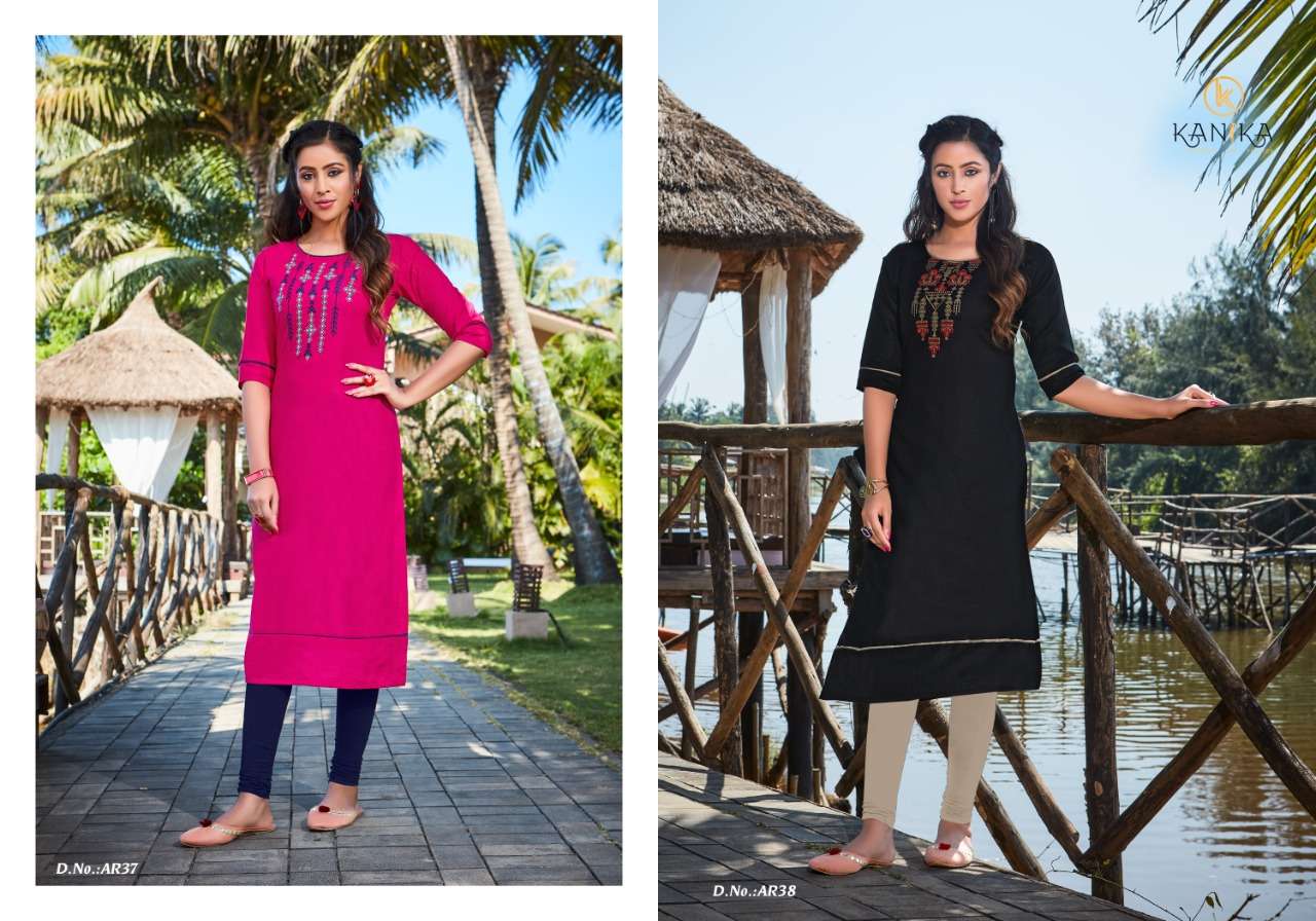 ANUROOP VOL-4 BY KANIKA 29 TO 38 SERIES DESIGNER BEAUTIFUL STYLISH FANCY COLORFUL PARTY WEAR & OCCASIONAL WEAR RUBBY SILK EMBROIDERED KURTIS AT WHOLESALE PRICE