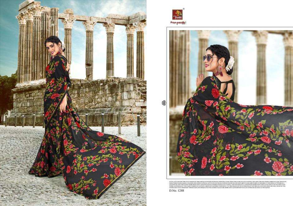 MANNAT BY PRIYA PARIDHI 1287 TO 1298 SERIES INDIAN TRADITIONAL WEAR COLLECTION BEAUTIFUL STYLISH FANCY COLORFUL PARTY WEAR & OCCASIONAL WEAR CHIFFON SAREES AT WHOLESALE PRICE
