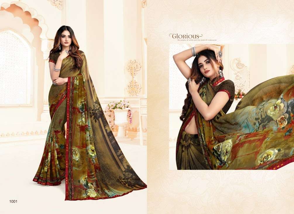 KUNDAN BY S ONE 1001 TO 1012 SERIES INDIAN TRADITIONAL WEAR COLLECTION BEAUTIFUL STYLISH FANCY COLORFUL PARTY WEAR & OCCASIONAL WEAR PURE WEIGHT LESS SAREES AT WHOLESALE PRICE