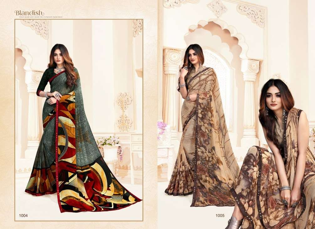 KUNDAN BY S ONE 1001 TO 1012 SERIES INDIAN TRADITIONAL WEAR COLLECTION BEAUTIFUL STYLISH FANCY COLORFUL PARTY WEAR & OCCASIONAL WEAR PURE WEIGHT LESS SAREES AT WHOLESALE PRICE