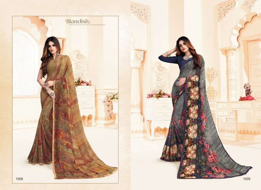KUNDAN BY S ONE 1001 TO 1012 SERIES INDIAN TRADITIONAL WEAR COLLECTION BEAUTIFUL STYLISH FANCY COLORFUL PARTY WEAR & OCCASIONAL WEAR PURE WEIGHT LESS SAREES AT WHOLESALE PRICE