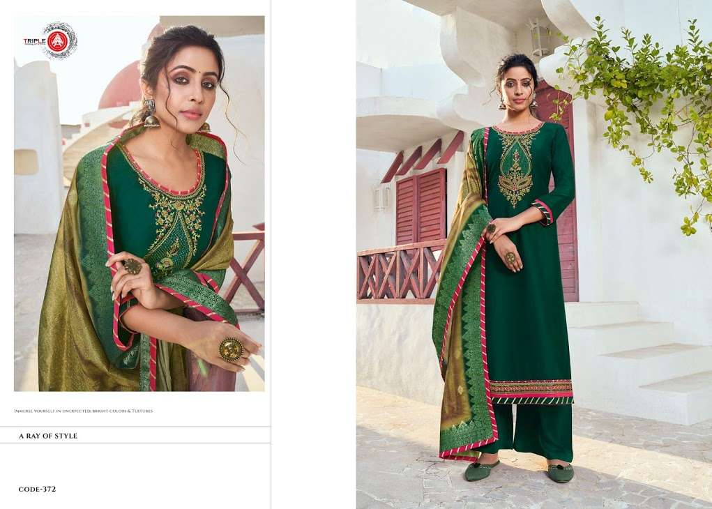 KHWAHISH VOL-2 BY TRIPLE AAA 371 TO 376 SERIES BEAUTIFUL SUITS STYLISH FANCY COLORFUL PARTY WEAR & OCCASIONAL WEAR CHINON SILK PRINTED DRESSES AT WHOLESALE PRICE